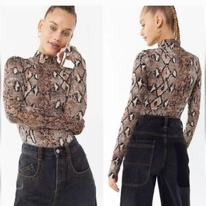 I.AM.GIA. Kedzie Snake Print Long Sleeve Bodysuit Size S In Great Condition